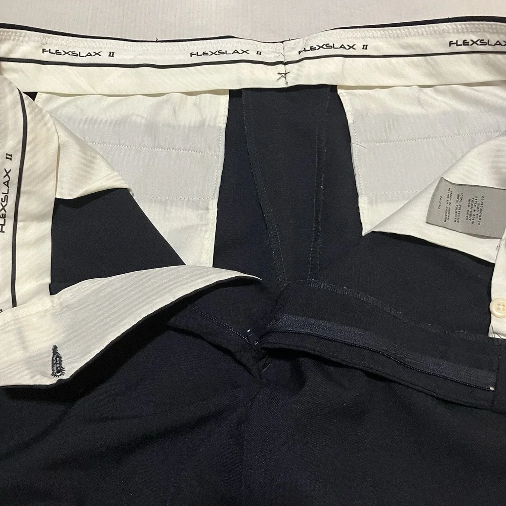 Flexslax Men 40 X 29 Straight Leg Perma-Prest Regular Fit Pants‎ Navy